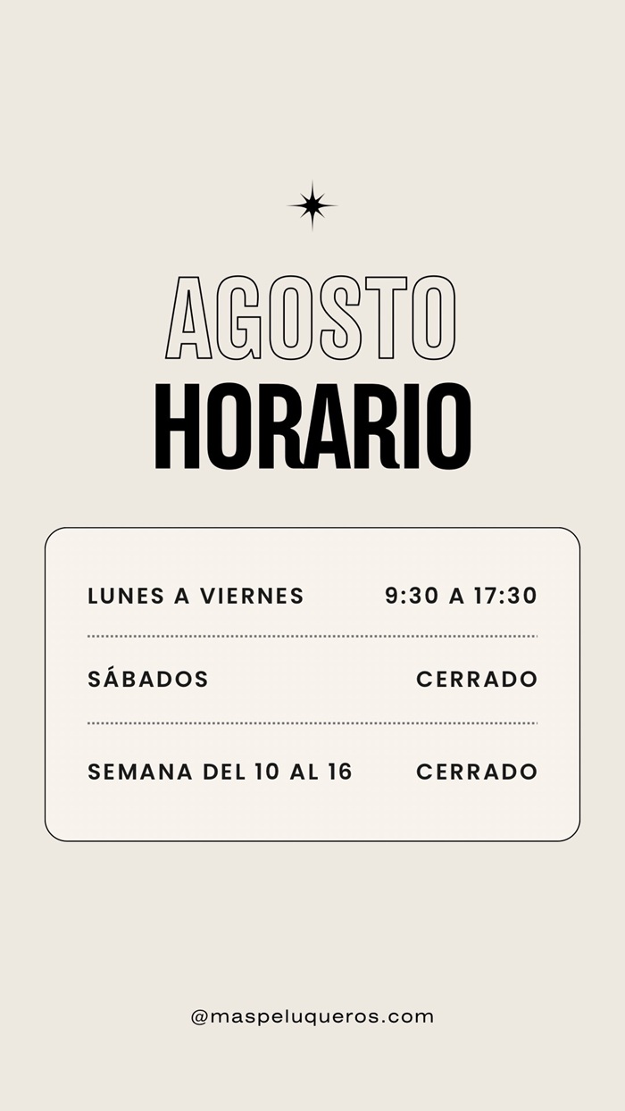 Nuestro horario especial en agosto